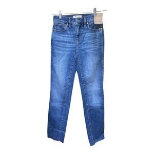 MADEWELL Jeans Womens 24 High Rise Skinny Stretch Frayed Hem Denim Blue